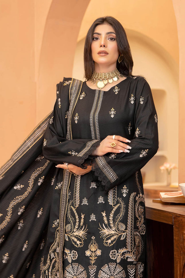 Seasonal 3pc - Embroidered Dhanak Dress