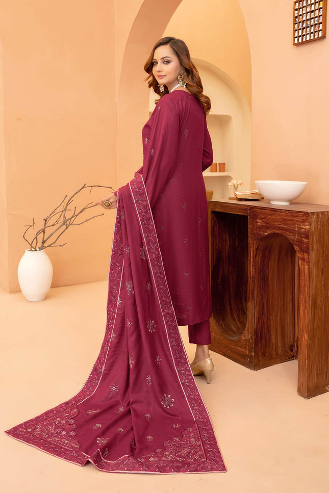 Seasonal 3pc - Embroidered Dhanak Dress