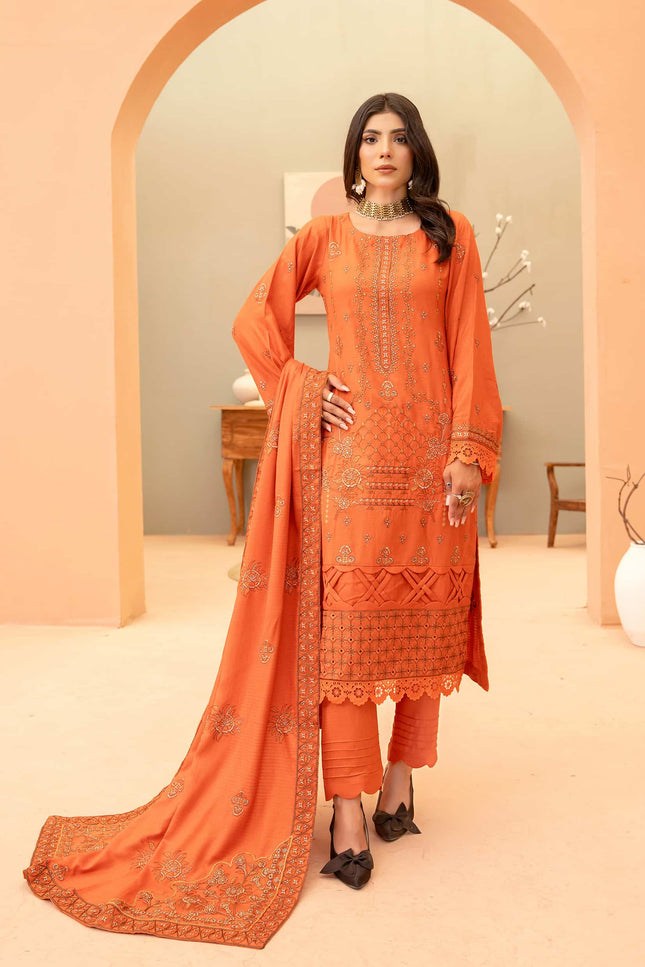 Seasonal 3pc - Dhanak Embroidered Dress