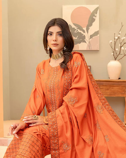 Seasonal 3pc - Dhanak Embroidered Dress