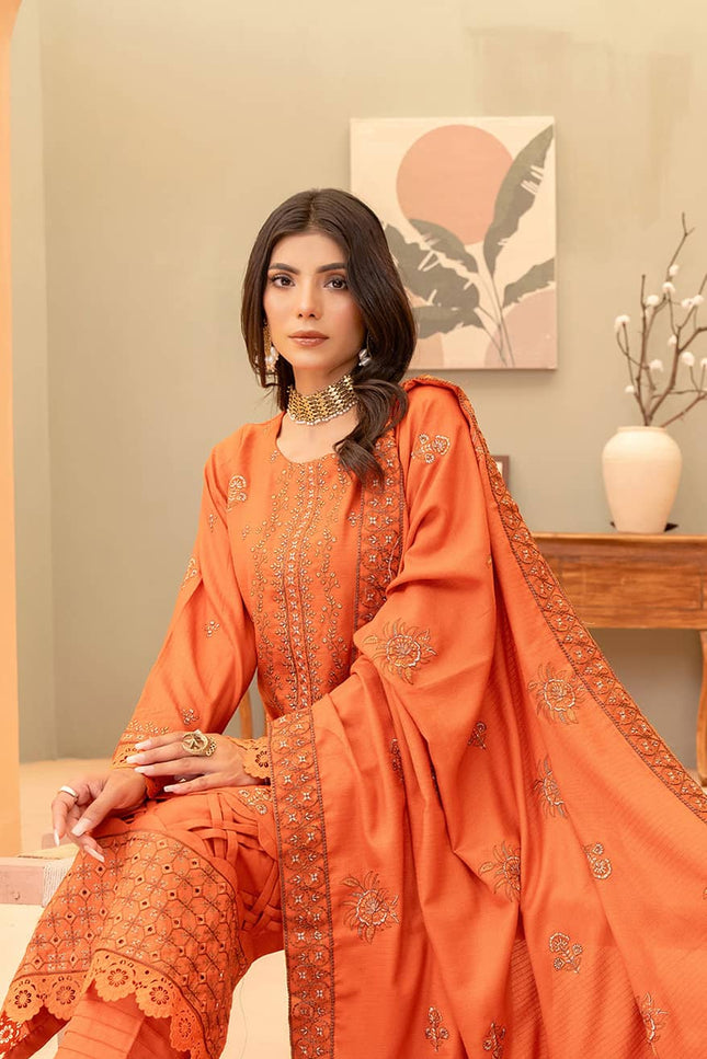 Seasonal 3pc - Dhanak Embroidered Dress
