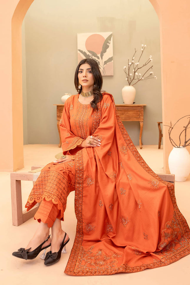 Seasonal 3pc - Dhanak Embroidered Dress
