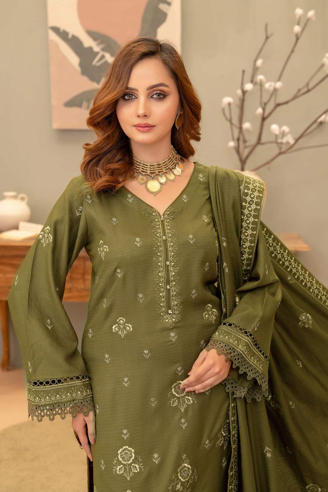 Seasonal 3pc - Dhanak Embroidered Dress