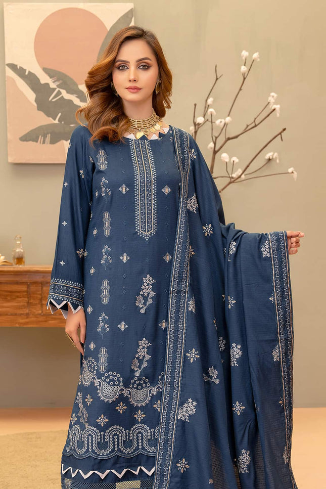 Seasonal 3pc - Dhanak Embroidered Dress