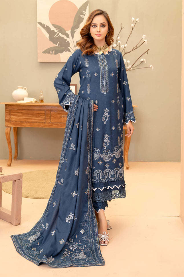 Seasonal 3pc - Dhanak Embroidered Dress