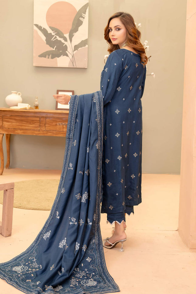 Seasonal 3pc - Dhanak Embroidered Dress