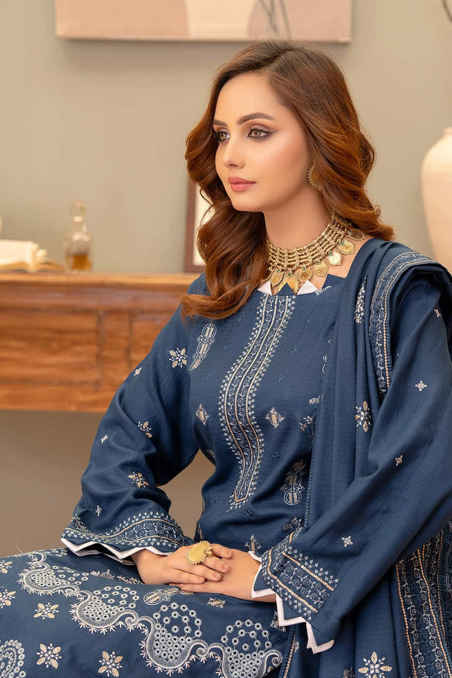 Seasonal 3pc - Dhanak Embroidered Dress