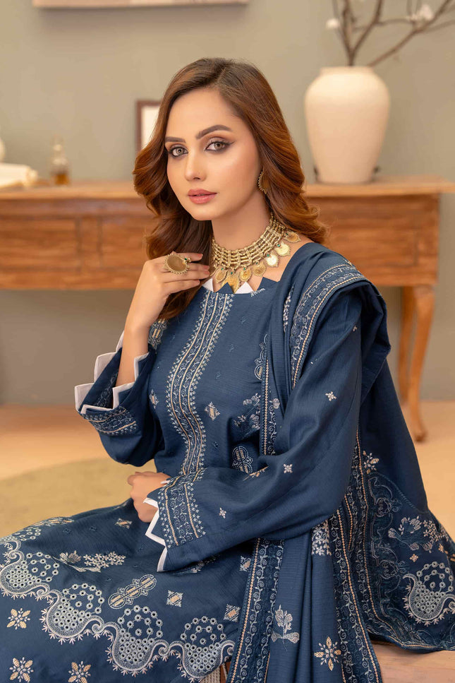 Seasonal 3pc - Dhanak Embroidered Dress