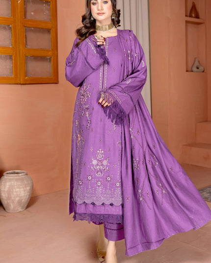 Nazakat - 08 - Slub Linen - Embroidered - 3pc