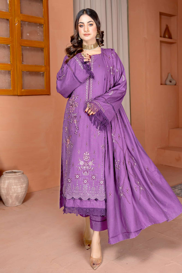 Nazakat - 08 - Slub Linen - Embroidered - 3pc