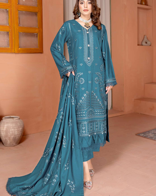 Nazakat - 07 - Slub Linen - Embroidered - 3pc