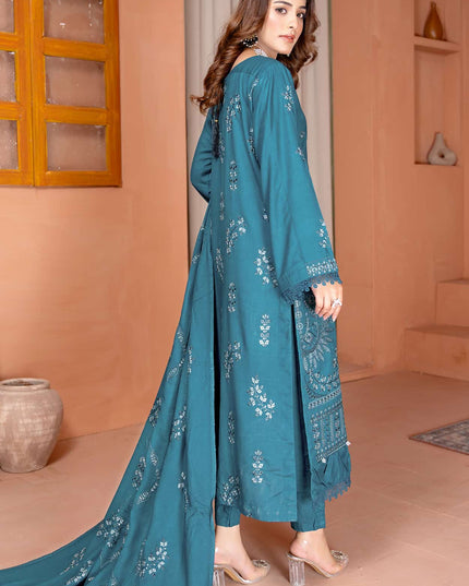 Nazakat - 07 - Slub Linen - Embroidered - 3pc