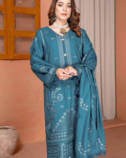 Nazakat - 07 - Slub Linen - Embroidered - 3pc