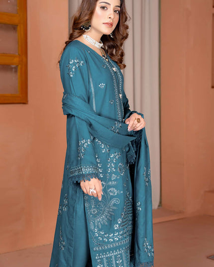 Nazakat - 07 - Slub Linen - Embroidered - 3pc