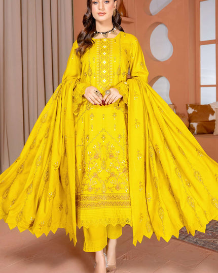 Nazakat - 04 - Slub Linen - Embroidered - 3pc