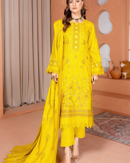 Nazakat - 04 - Slub Linen - Embroidered - 3pc
