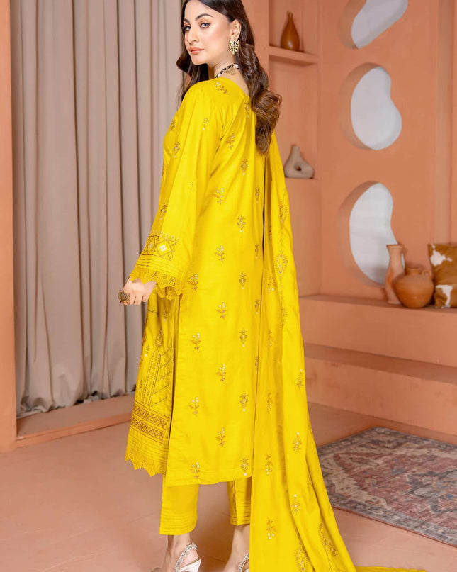 Nazakat - 04 - Slub Linen - Embroidered - 3pc