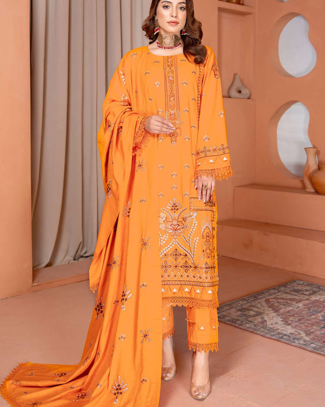 Nazakat - 06 - Slub Linen - Embroidered - 3pc