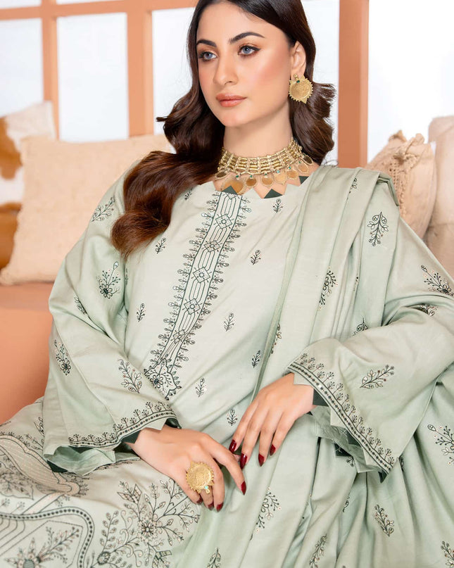 Nazakat - 05 - Slub Linen - Embroidered - 3pc