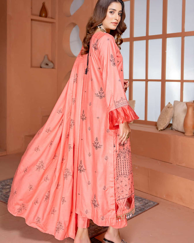 Nazakat - 03 - Slub Linen - Embroidered - 3pc