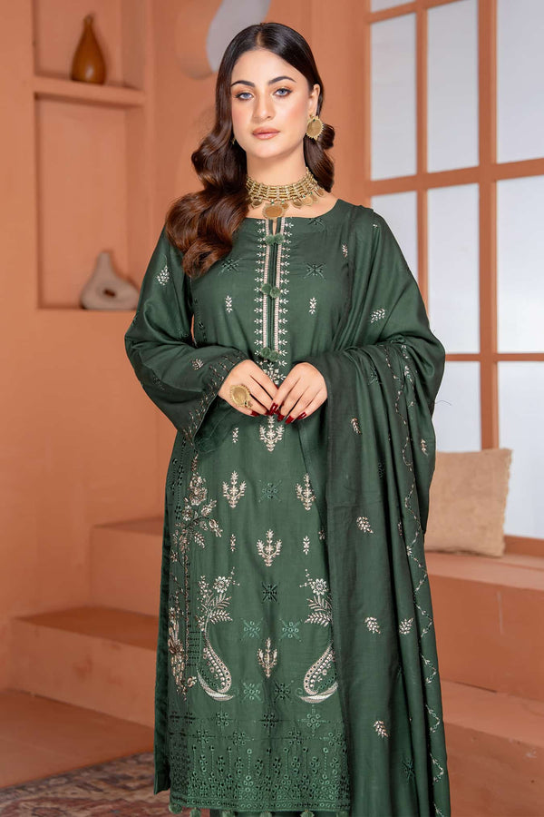 Nazakat - 02 - Slub Linen - Embroidered - 3pc