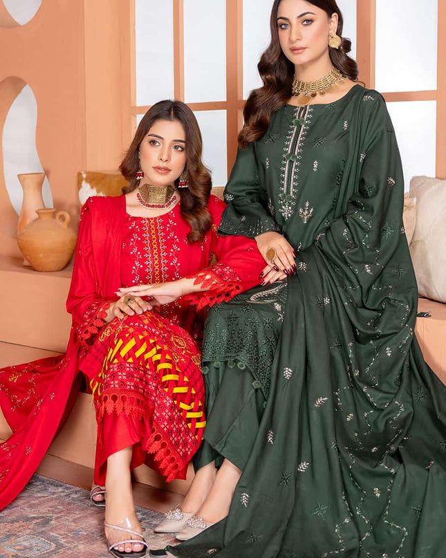 Nazakat - 01 - Slub Linen - Embroidered - 3pc