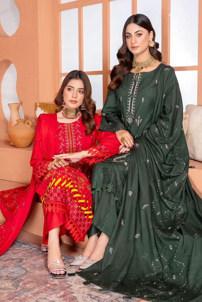 Seasonal - 01 - Slub Linen - Embroidered - 3pc