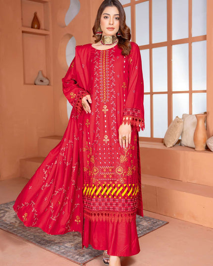 Seasonal - 01 - Slub Linen - Embroidered - 3pc