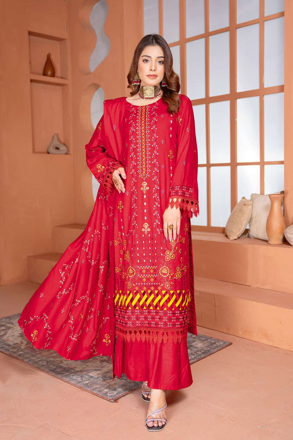 Nazakat - 01 - Slub Linen - Embroidered - 3pc