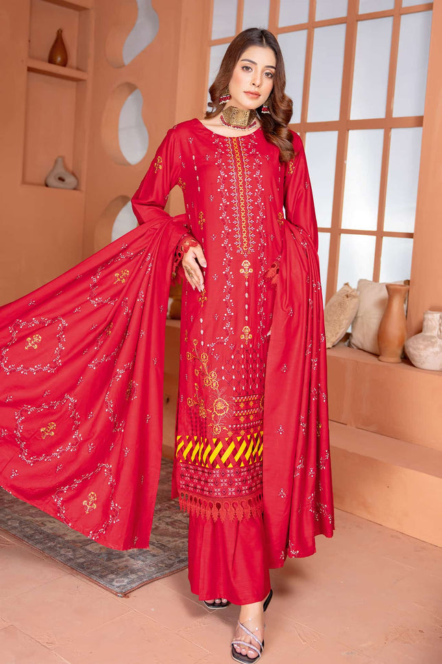 Seasonal - 01 - Slub Linen - Embroidered - 3pc
