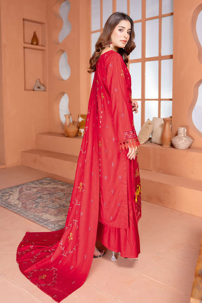Seasonal - 01 - Slub Linen - Embroidered - 3pc
