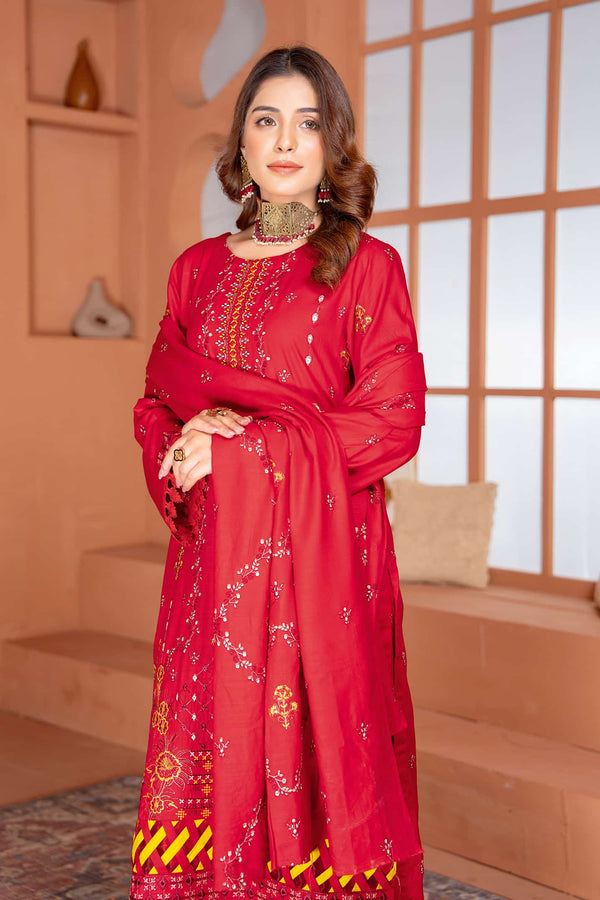 Nazakat - 01 - Slub Linen - Embroidered - 3pc