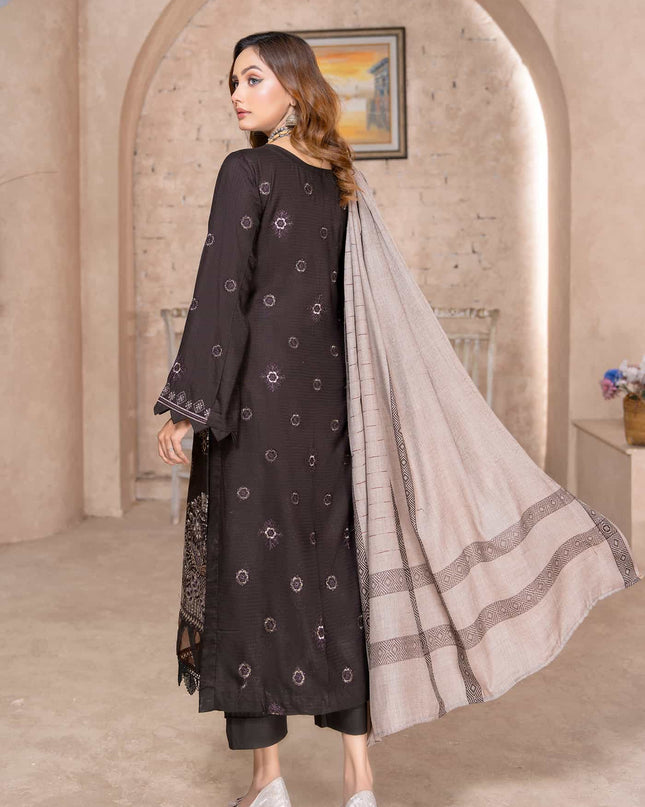 Bistre - Dhanak With Pashmina Shawl - 3pc