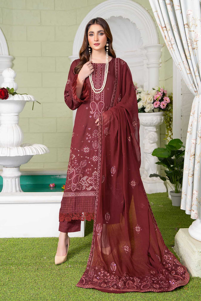 Seasonal -02 - Embroidered Viscose + Pure Dupatta - 3pc