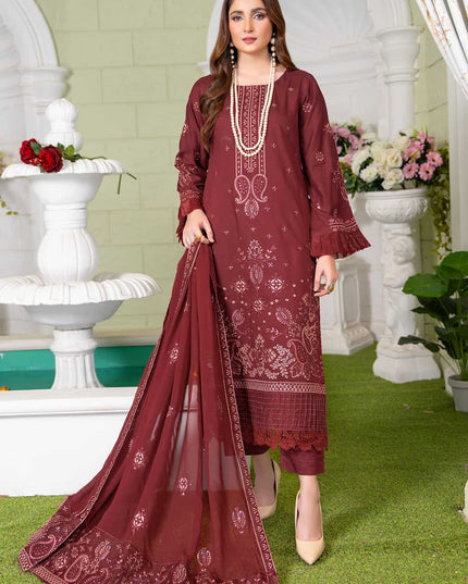 Seasonal -02 - Embroidered Viscose + Pure Dupatta - 3pc