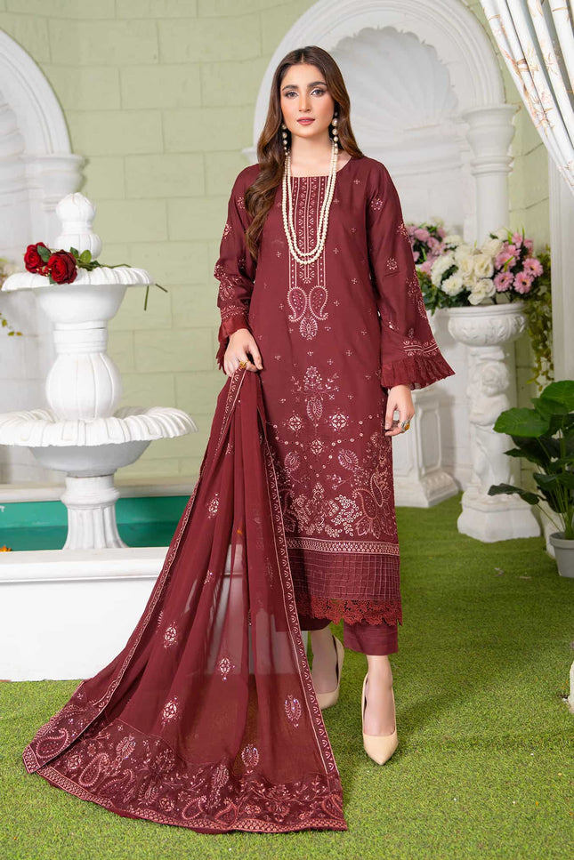Seasonal -02 - Embroidered Viscose + Pure Dupatta - 3pc