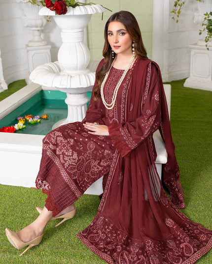 Seasonal -02 - Embroidered Viscose + Pure Dupatta - 3pc