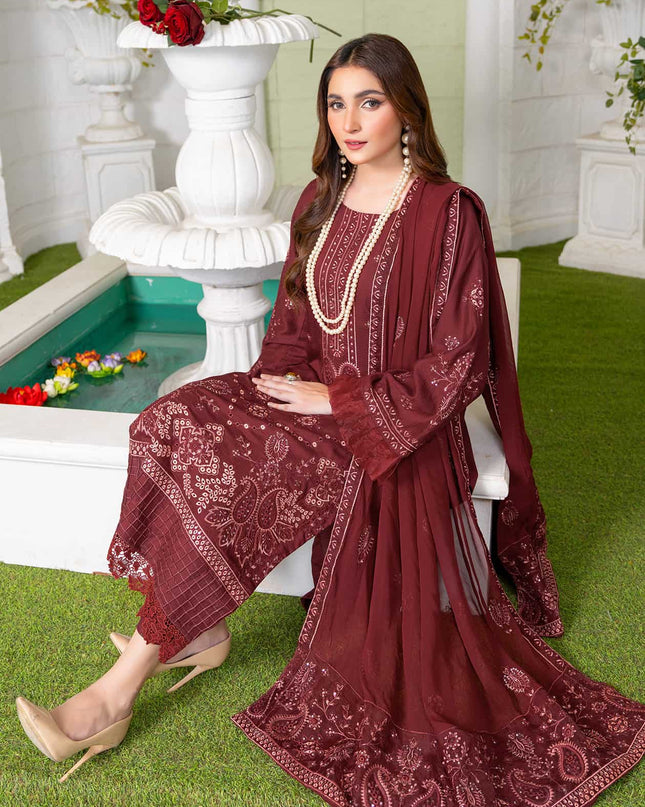 Rang-e-Sham -02 - Embroidered Viscose + Pure Dupatta - 3pc