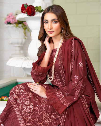 Seasonal -02 - Embroidered Viscose + Pure Dupatta - 3pc