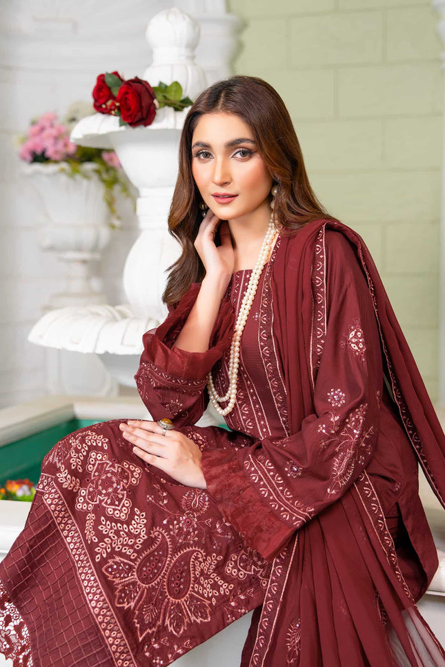 Seasonal -02 - Embroidered Viscose + Pure Dupatta - 3pc