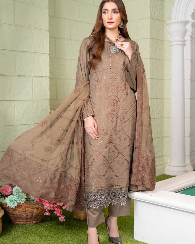 Rang-e-Sham -03 - Embroidered Viscose + Pure Dupatta - 3pc