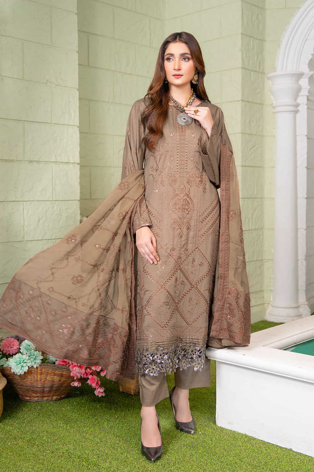 Seasonal -03 - Embroidered Viscose + Pure Dupatta - 3pc