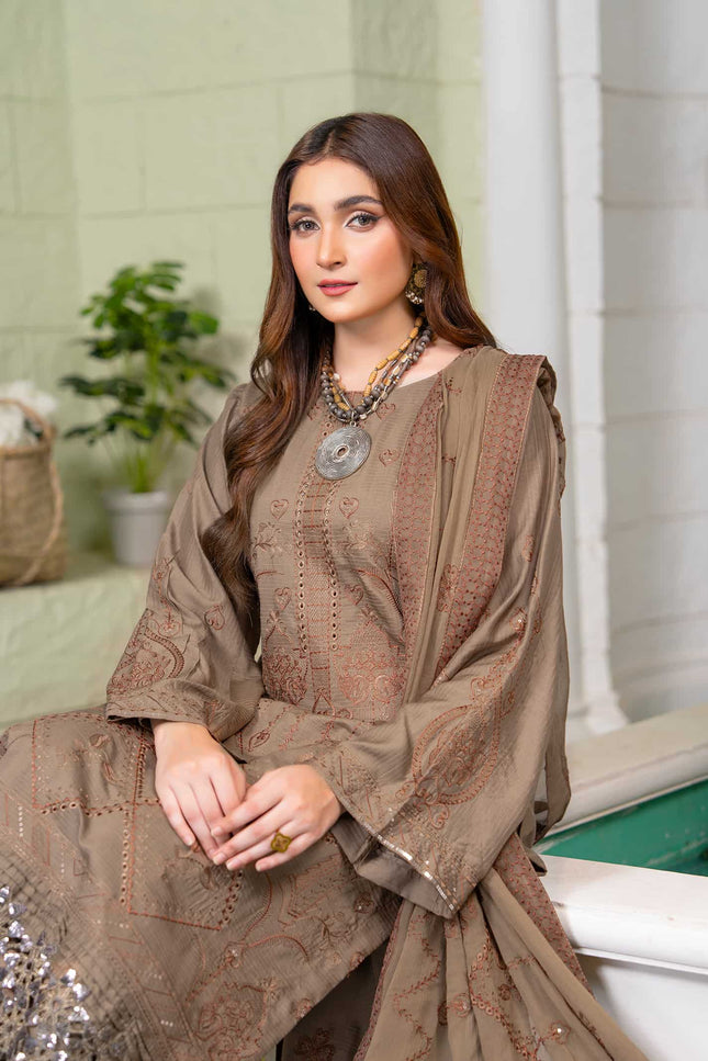 Seasonal -03 - Embroidered Viscose + Pure Dupatta - 3pc