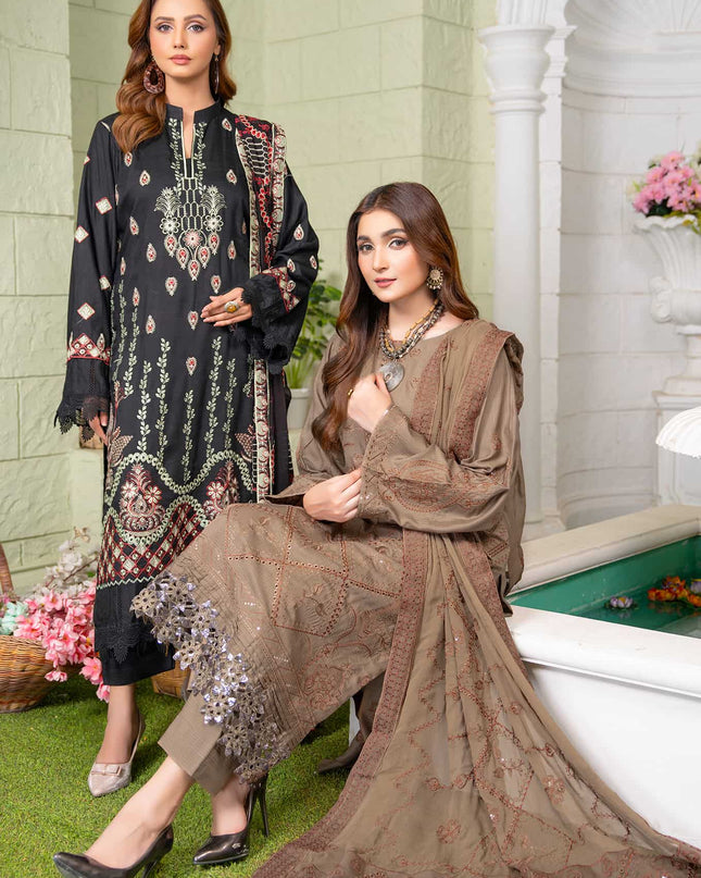 Rang-e-Sham -03 - Embroidered Viscose + Pure Dupatta - 3pc
