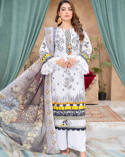 Seasonal- 01 - Printed Viscose - Embroidered - 3pc