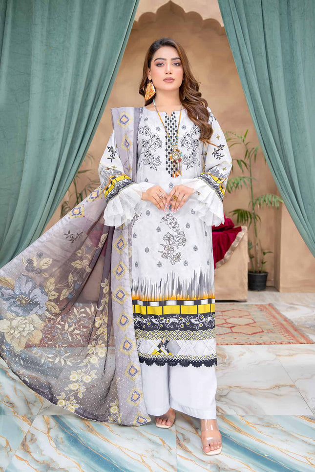 Seasonal- 01 - Printed Viscose - Embroidered - 3pc