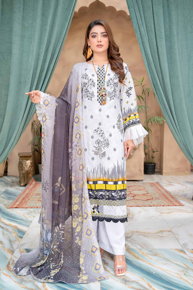 Seasonal- 01 - Printed Viscose - Embroidered - 3pc