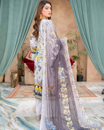 Seasonal- 01 - Printed Viscose - Embroidered - 3pc