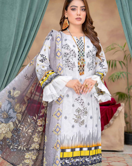 Seasonal- 01 - Printed Viscose - Embroidered - 3pc