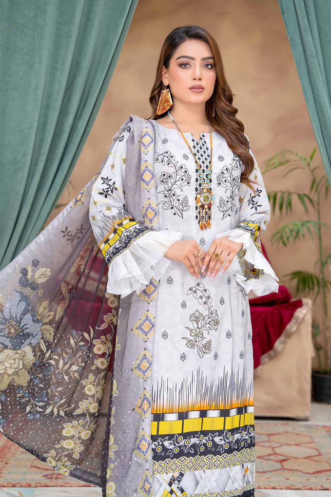 Seasonal- 01 - Printed Viscose - Embroidered - 3pc